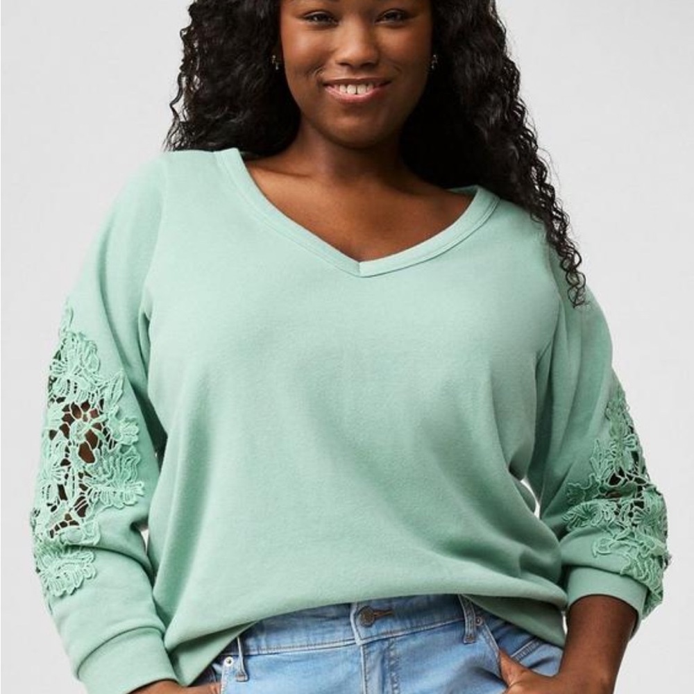 Torrid Green Relaxed Long Sleeve Hoodie
